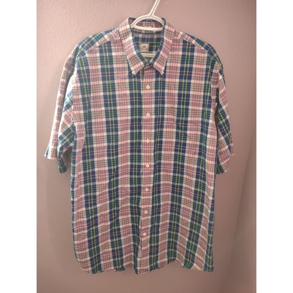 Peter Millar Other - Peter Millar Shirt Mens XL Short Sleeve Button Adult Casual Golf Plaid Pocket